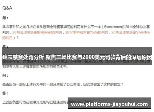 魏震禁赛处罚分析 聚焦三场比赛与2000美元罚款背后的深层原因